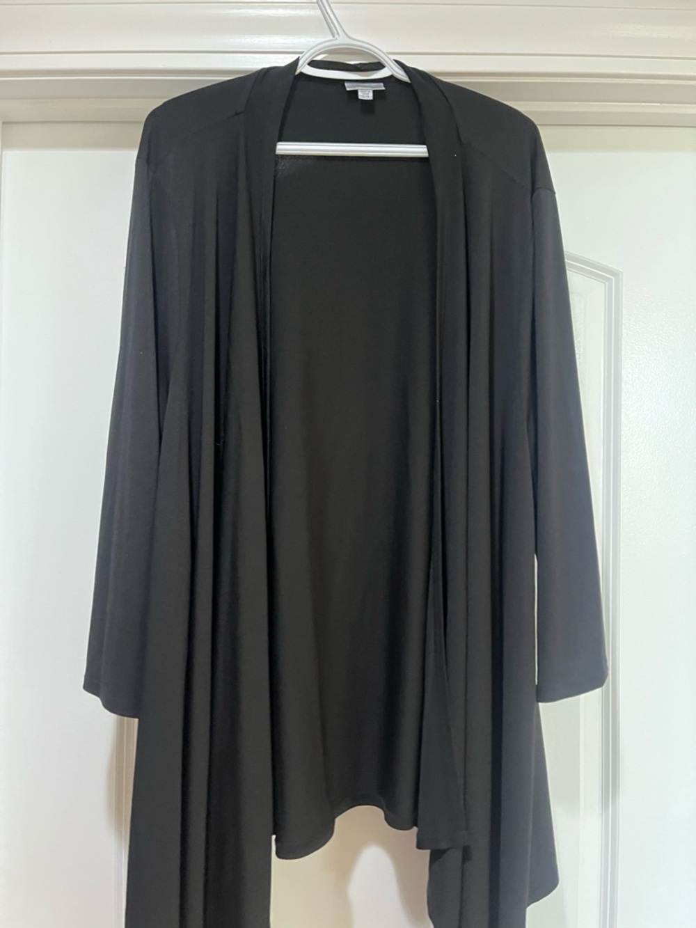 Avenue Black Draped Open-Front Cardigan